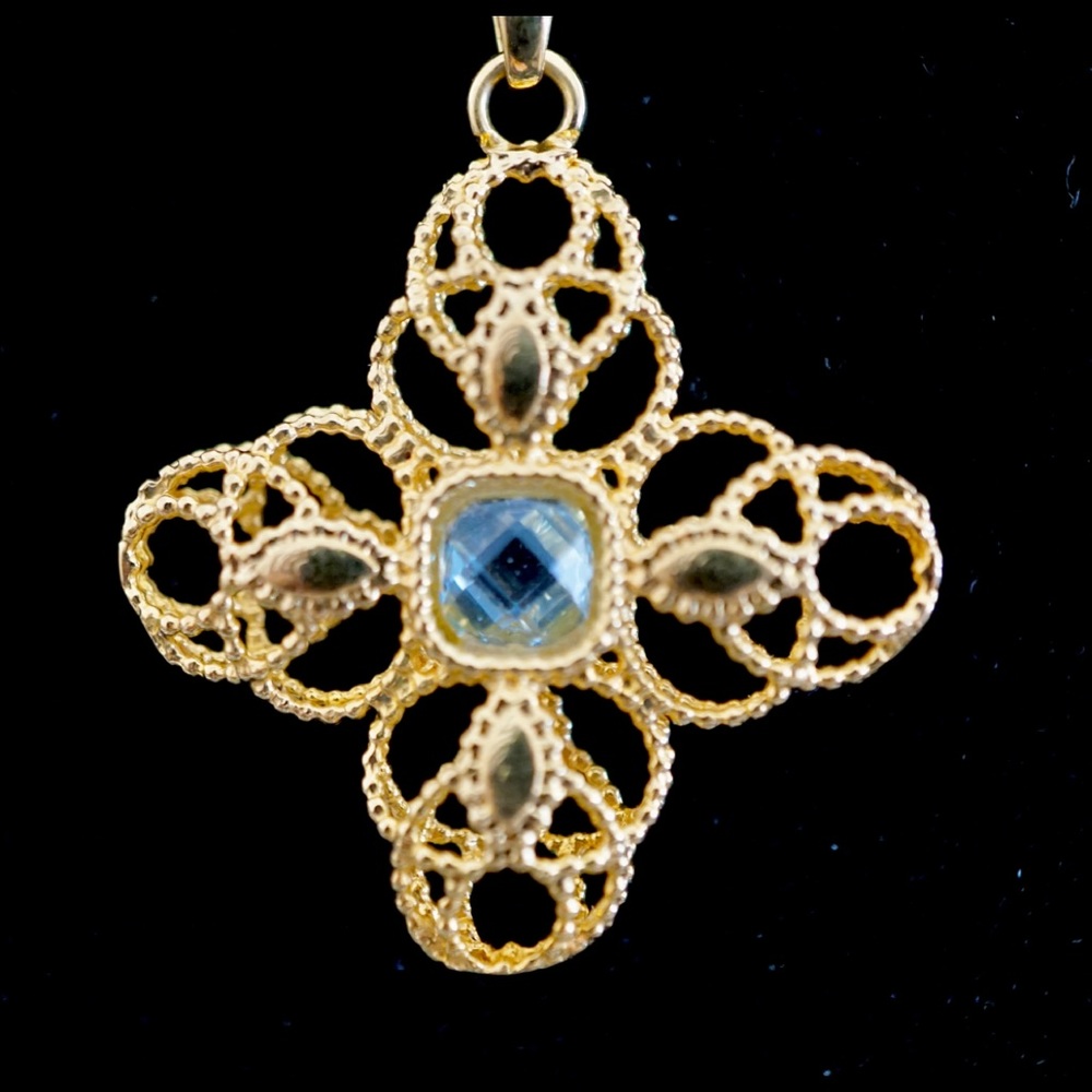 Gold over Sterling Silver Double Sided Pendant & Necklace